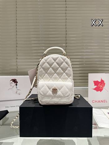 Colestore Chanel Backpack Caviar White 13 x 18 cm