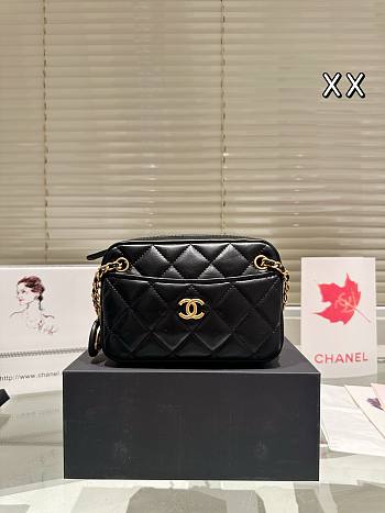 Colestore Chanel Mini Camera Case Shiny Lambskin & Gold-Tone Metal Black 18 x 12 cm