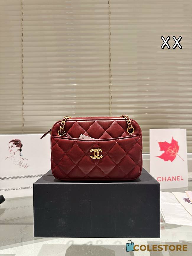 Colestore Chanel Mini Camera Case Shiny Lambskin & Gold-Tone Metal Rouge 18 x 12 cm - 1