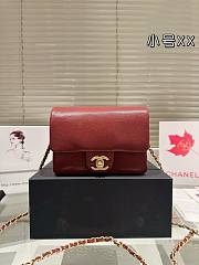 Colestore Small Flap Bag Grained Shiny Calfskin & Gold-Tone Metal Burgundy 17 x 12 cm - 1