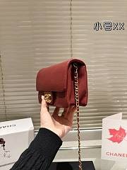 Colestore Small Flap Bag Grained Shiny Calfskin & Gold-Tone Metal Burgundy 17 x 12 cm - 6
