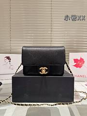Colestore Small Flap Bag Grained Shiny Calfskin & Gold-Tone Metal Black 17 x 12 cm - 1
