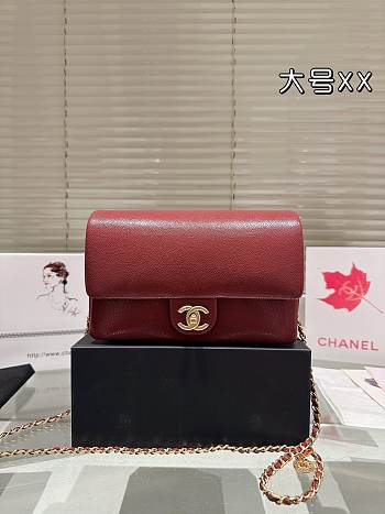 Colestore Small Bag Grained Shiny Calfskin & Gold-Tone Metal Burgundy 23 x 13 cm