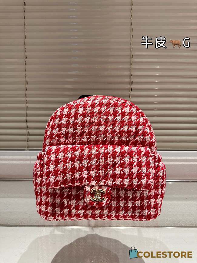 Colestore Chanel Vintage Backpack Caro Black And Red 24 x 27 cm - 1