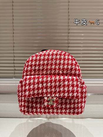 Colestore Chanel Vintage Backpack Caro Black And Red 24 x 27 cm