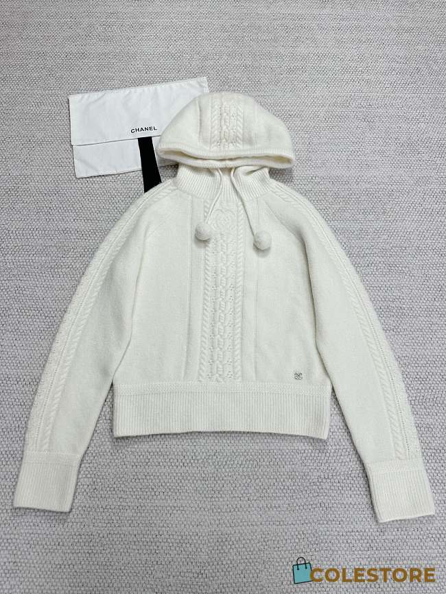 Colestore Chanel Sweater With Hood White  - 1