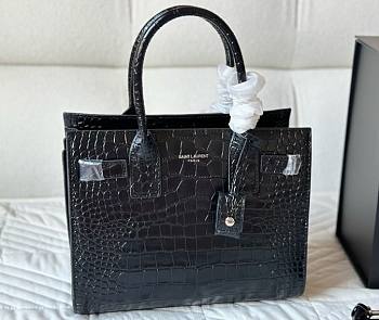 Colestore YSL Saint Laurent Crocodile Sac De Jour Black 25 cm
