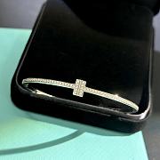 Colestore Tiffany T Diamond Hinged Wire Bangle in Silver  - 6