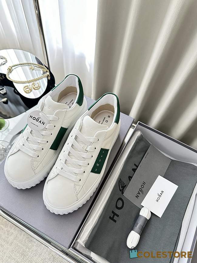 Colestore Hogan Logo Embroidered Low-top H-Stripes Sneakers White  Green  - 1