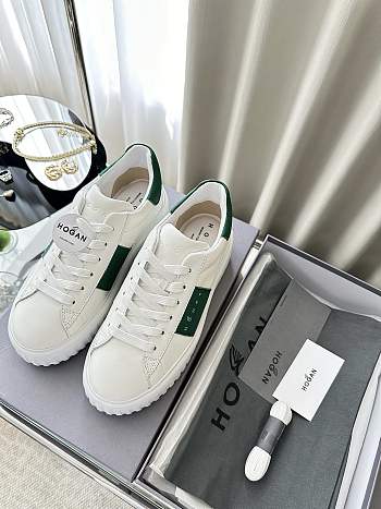 Colestore Hogan Logo Embroidered Low-top H-Stripes Sneakers White  Green 