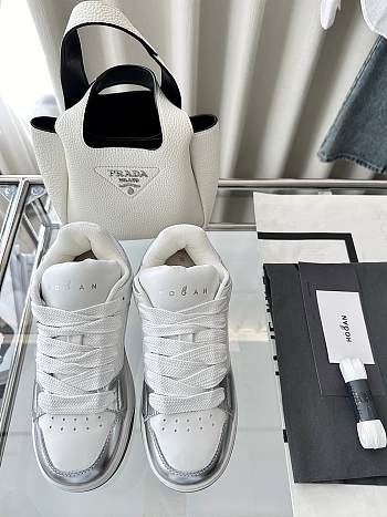 Colestore Hogan Logo Embroidered Low-top Chamallow Sneakers White Silver  