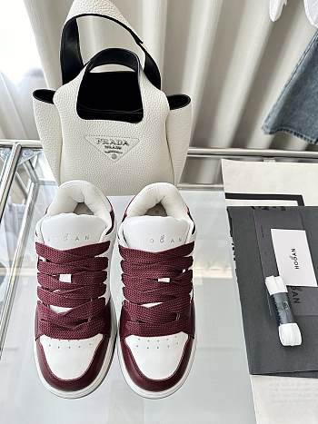 Colestore Hogan Logo Embroidered Low-top Chamallow Sneakers White Burgundy 