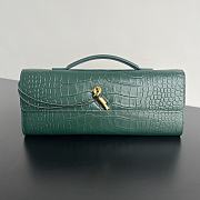 Colestore Bottega Veneta Women Long Clutch Crocodile Leather With Handle  Emerald Green 31x13x3 cm - 1