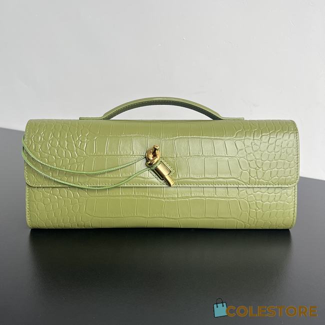 Colestore Bottega Veneta Women Long Clutch Crocodile Leather With Handle Green 31x13x3 cm - 1