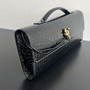 Colestore Bottega Veneta Women Long Clutch Crocodil Leather With Handle Black 31x13x3 cm - 6