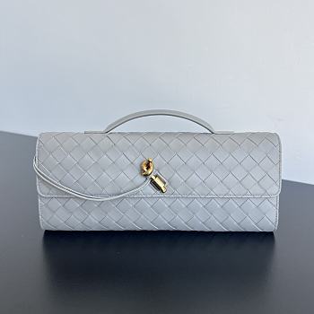 Colestore Bottega Veneta Women Long Clutch Andiamo With Handle Light Grey 31x13x3 cm