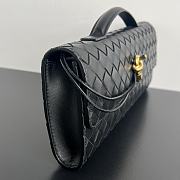Colestore Bottega Veneta Women Long Clutch Andiamo With Handle Black 31x13x3 cm - 6