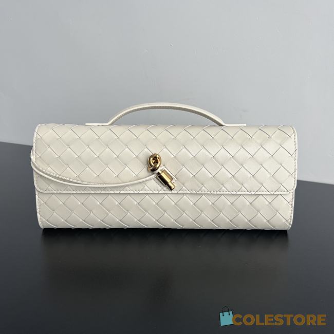 Colestore Bottega Veneta Women Long Clutch Andiamo With Handle Ivory 31x13x3 cm  - 1