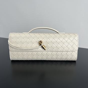 Colestore Bottega Veneta Women Long Clutch Andiamo With Handle Ivory 31x13x3 cm 