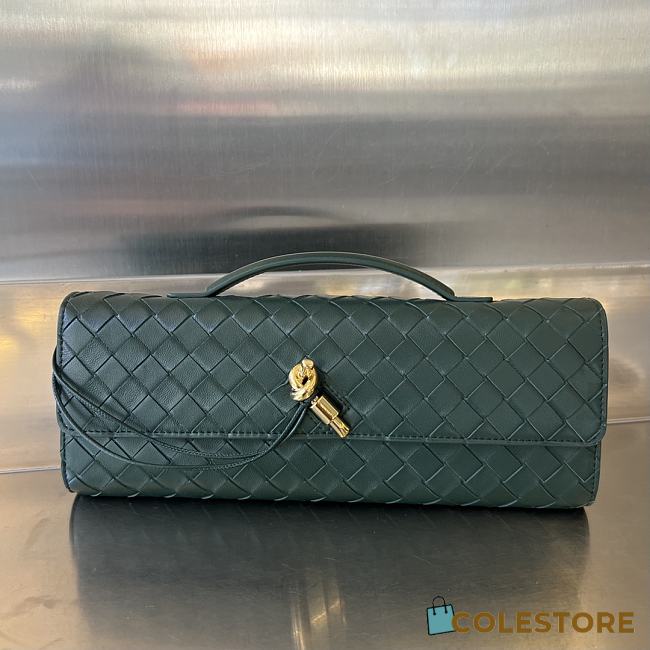 Colestore Bottega Veneta Women Long Clutch Andiamo With Handle Emerald Green 31x13x3 cm - 1