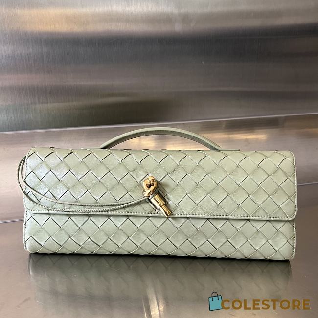 Colestore Bottega Veneta Women Long Clutch Andiamo With Handle Baby Green 31x13x3 cm - 1