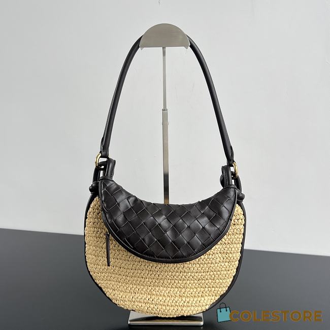Colestore Bottega Veneta Gemelli Shoulder Bag Rafia Calf Leather/Lambskin Black 24.5x19x7 cm - 1