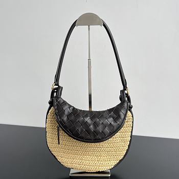 Colestore Bottega Veneta Gemelli Shoulder Bag Rafia Calf Leather/Lambskin Black 24.5x19x7 cm