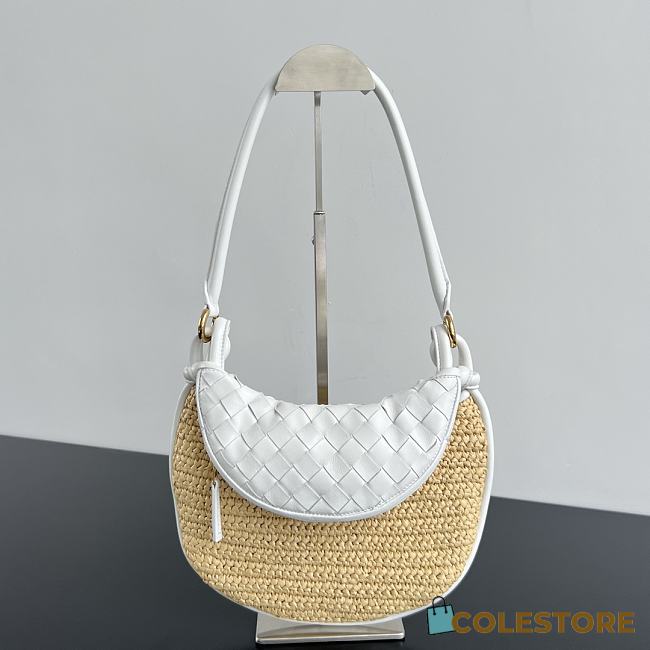 Colestore Bottega Veneta Gemelli Shoulder Bag Rafia Calf Leather/Lambskin White 24.5x19x7 cm - 1