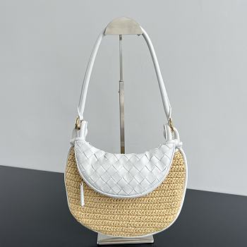 Colestore Bottega Veneta Gemelli Shoulder Bag Rafia Calf Leather/Lambskin White 24.5x19x7 cm