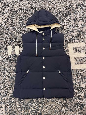 Colestorer Brunello Cucinelli hooded feather-down padded gilet Black