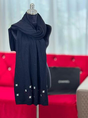 Colestore Chanel CC Logo Scarf Black 70 x 190 cm