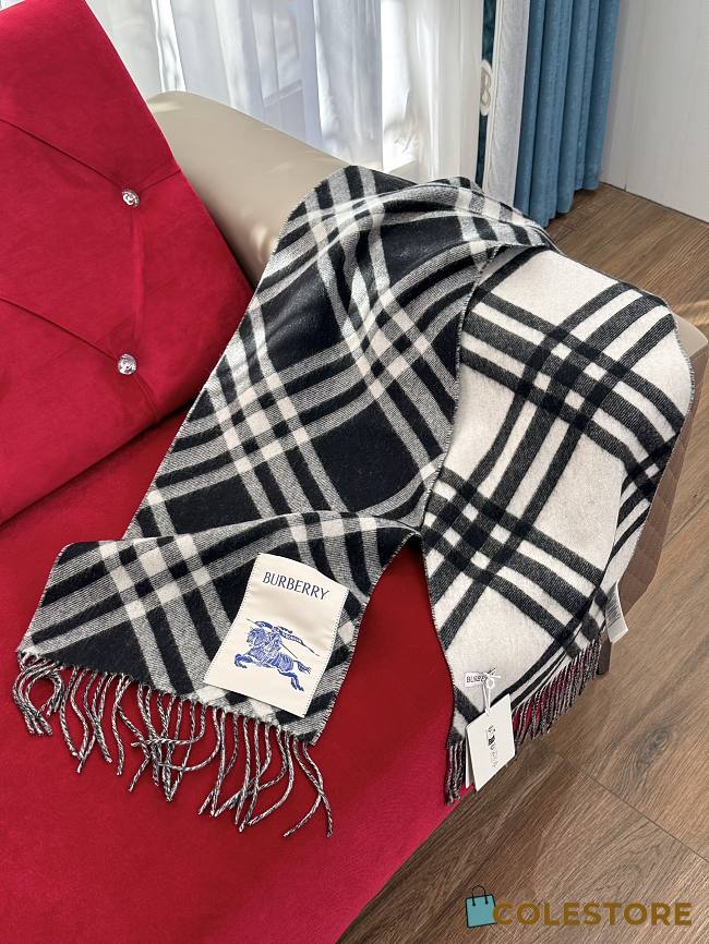 Colestore Burrbery Scarf White Black 168 x 30 cm - 1