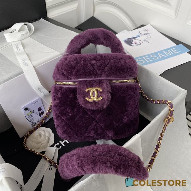 Colestore Chanel Vanity Case Purple Fur 27*17*17*cm - 1