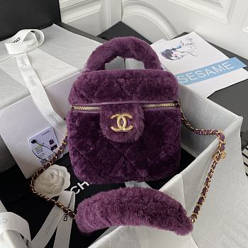 Colestore Chanel Vanity Case Purple Fur 27*17*17*cm