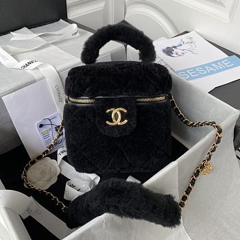 Colestore Chanel Vanity Case Black Fur 27*17*17*cm