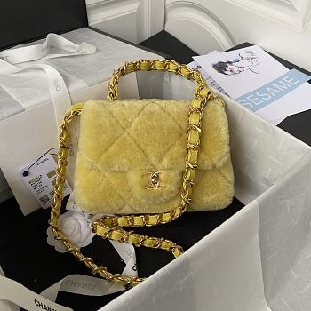 Colestore Chanel Flap Bag Fur Yellow 15X20.5X8cm