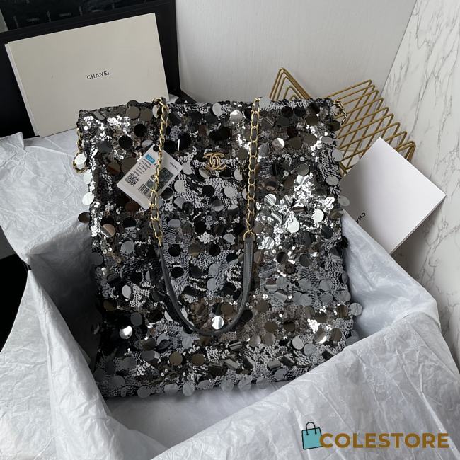 Colestore Chanel Tote Sequins Silver 38*41cm - 1