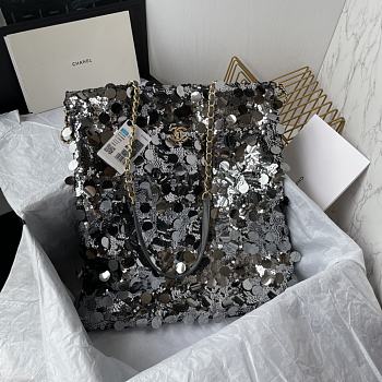 Colestore Chanel Tote Sequins Silver 38*41cm