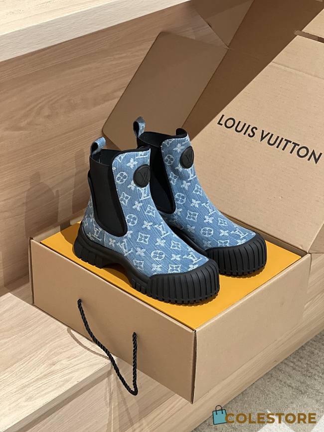 Colestore Louis Vuitton LV Logo Boots Denim - 1