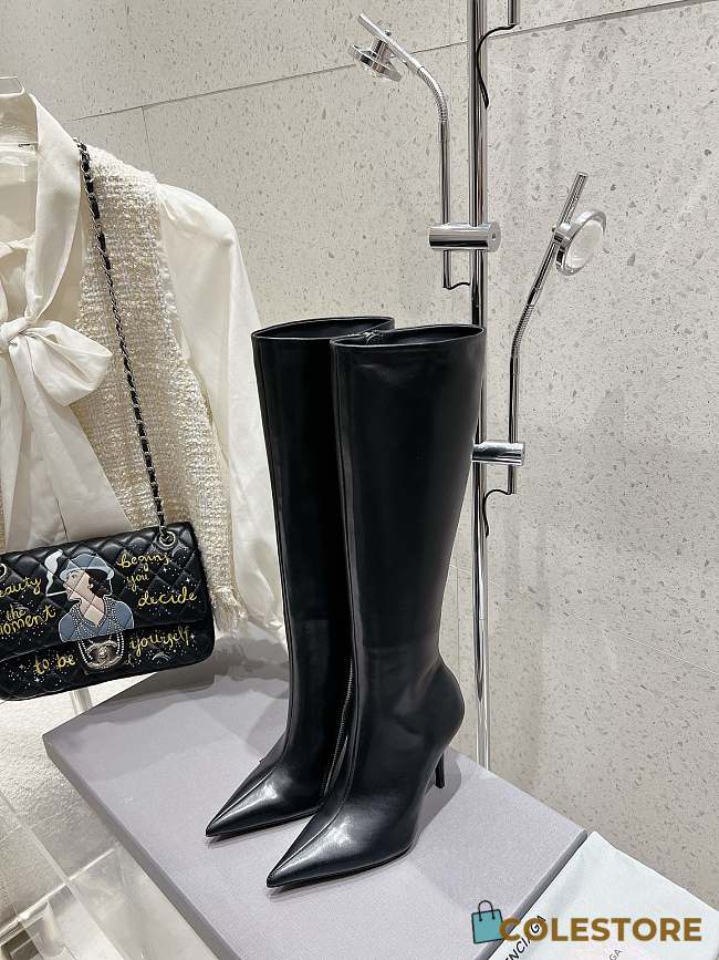 Colestore Balenciaga Leather Zip High Boots Black  - 1