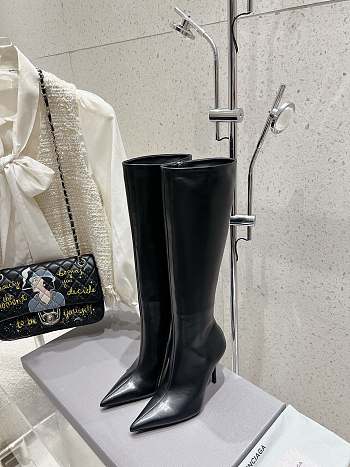 Colestore Balenciaga Leather Zip High Boots Black 