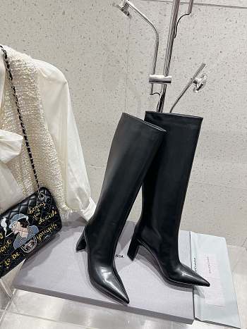 Colestore Balenciaga Pointed Toe High Heel High Boot Black