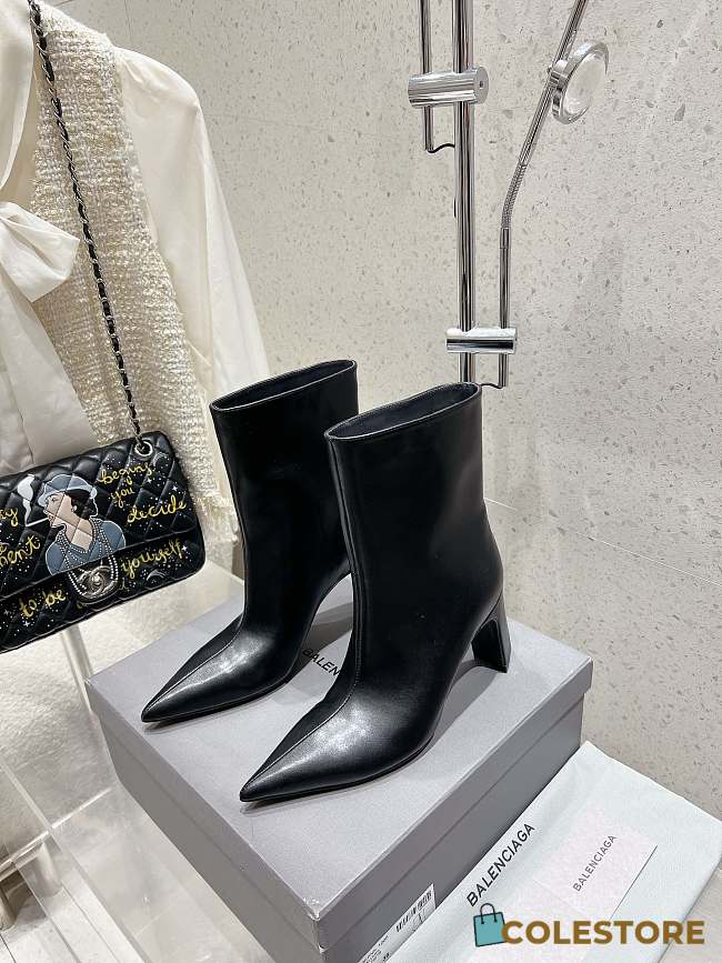 Colestore Balenciaga Pointed Toe High Heel Boot Black - 1