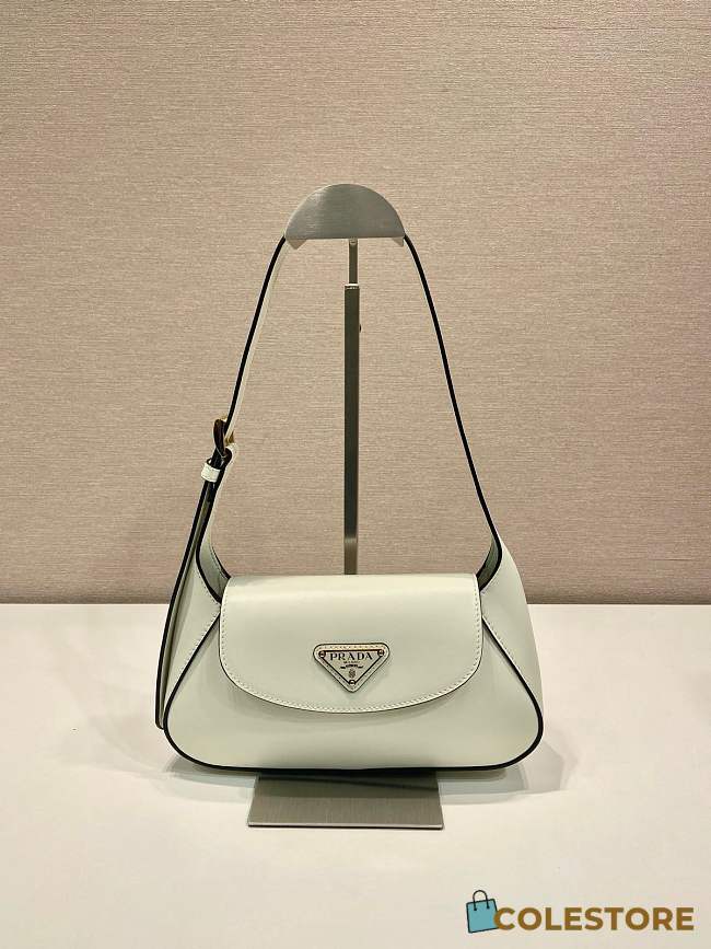 Colestore Prada Logo Plaque Foldover Top Shoulder Bag White 25 x 5.5 cm - 1