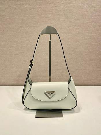 Colestore Prada Logo Plaque Foldover Top Shoulder Bag White 25 x 5.5 cm