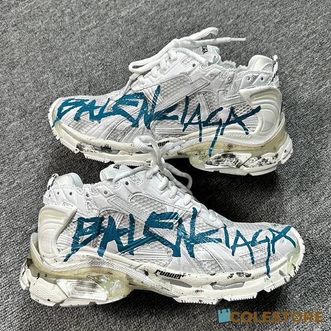 Colestore Balenciaga baskets Graffiti Runner Blue  - 1