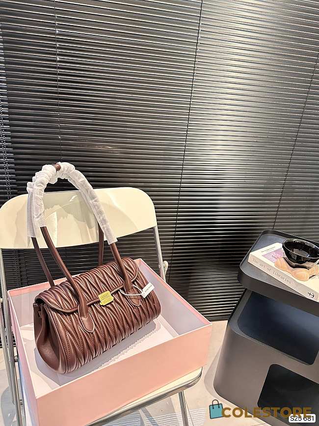 Colestore Miu Miu Matelassé Nappa Leather Shoulder Bag Women Chocolate 28 x 17 cm  - 1