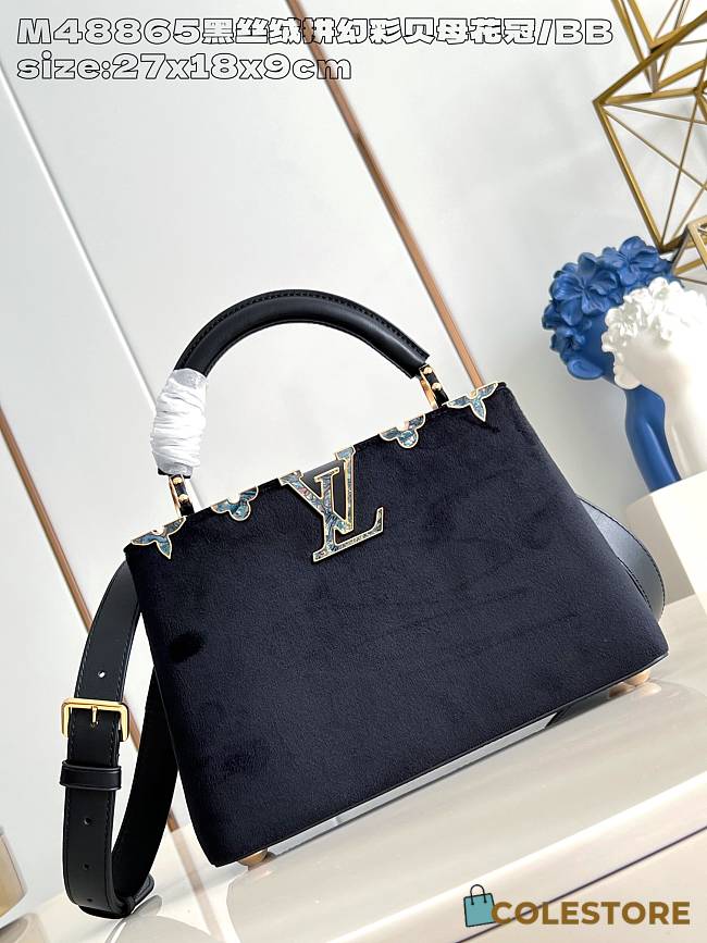 Colestore Louis Vuitton Capucines Suede Black 27x18x9cm - 1