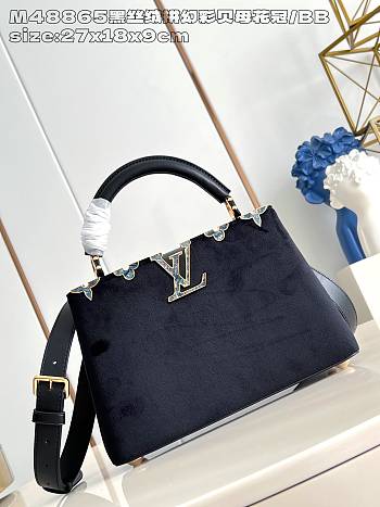 Colestore Louis Vuitton Capucines Suede Black 27x18x9cm