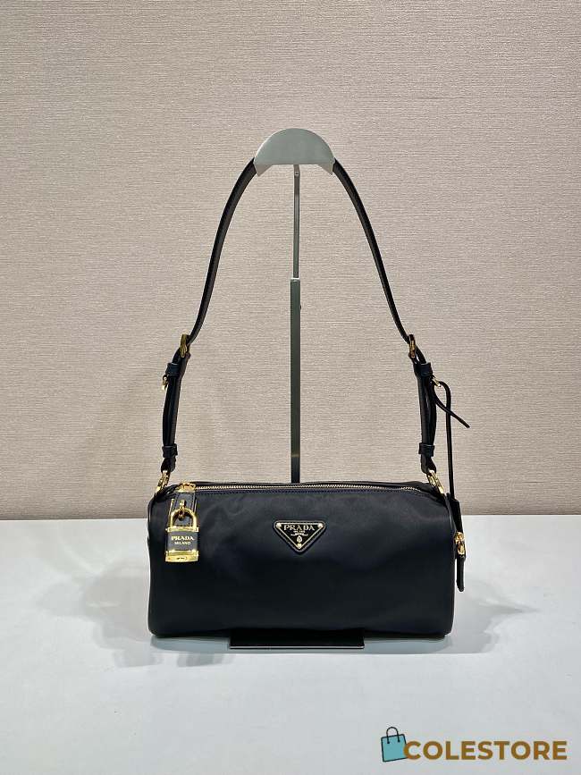 Colestore Prada Medium Re-Nylon and leather shoulder bag with padlock Black 27 x 12 x 10.5cm - 1